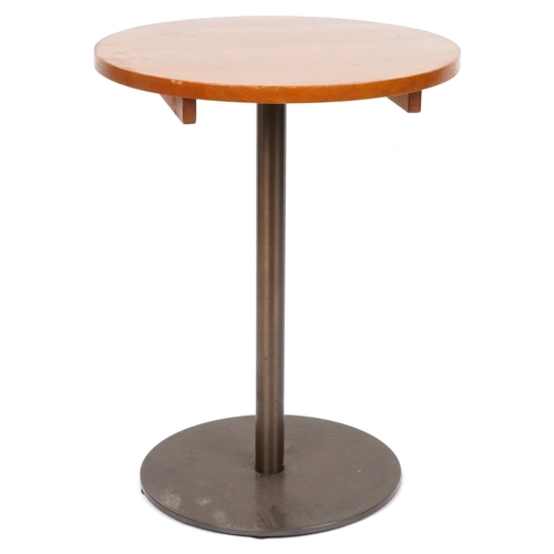 1167A - Pedrali, industrial wood and cast iron circular occasional table, 66cm high x 58.5cm in diameter