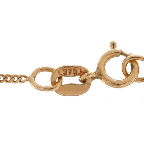2320 - 9ct gold fine curb link necklace, 48cm in length, 1.4g