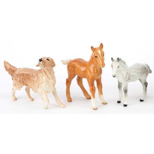 667 - Five Beswick collectable animals including Champion of Champions bull, English Springer Spaniel and ... 