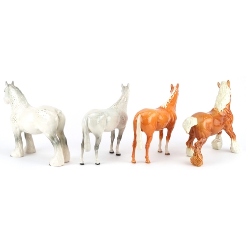 Four Beswick collectable horses and Shire horses comprising two dapple ...