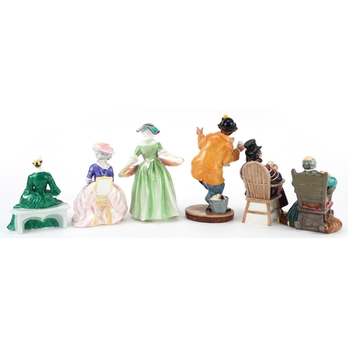 649 - Six Royal Doulton collectable figures comprising A Lady from Williamsburg HN2228, Daffy-Down-Dilly H... 