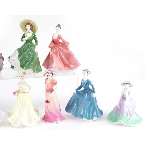 641 - Thirteen collectable Coalport figurines including The Age of Elegance Covent Garden, Fascination and... 