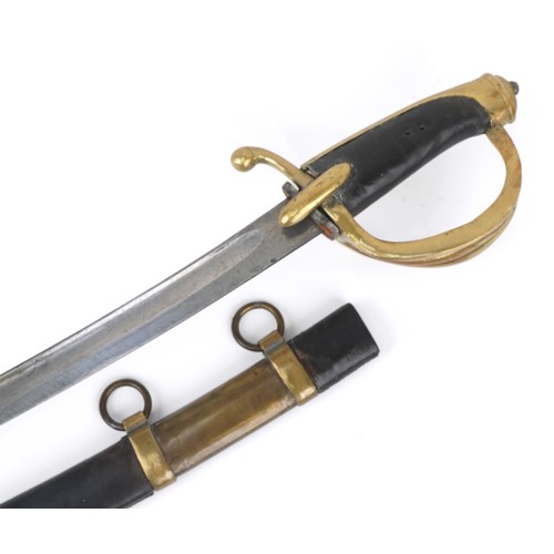 Early 19th century French Napoleonic trooper's sword with later scabbard and steel blade, 105cm in length