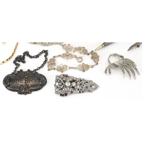 2788 - Antique and later jewellery and objects including Scottish sterling silver brooch in the form of a s... 