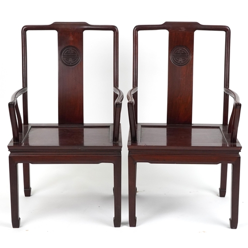 1157 - Pair of Chinese hardwood throne chairs, each 96cm high