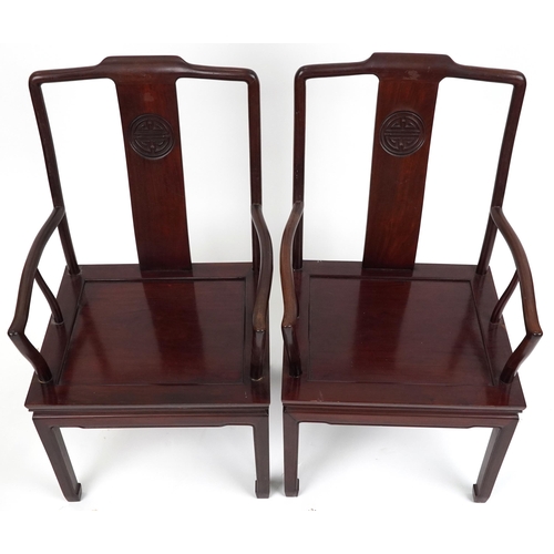 1157 - Pair of Chinese hardwood throne chairs, each 96cm high