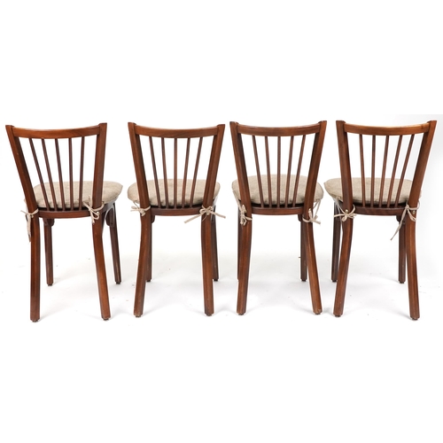 1024 - Contemporary rectangular bistro or dining table with four mahogany chairs with cushioned seats, the ... 