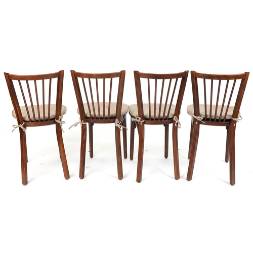 1068 - Contemporary rectangular bistro or dining table with four mahogany chairs with cushioned seats, the ... 