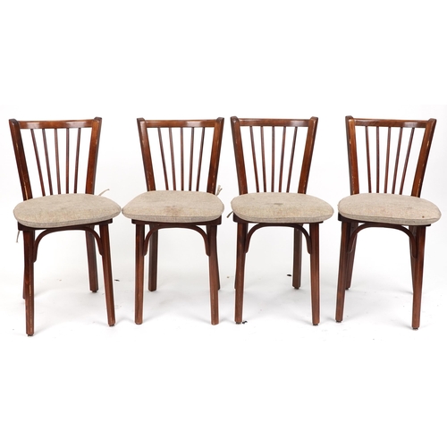 1146 - Contemporary rectangular bistro or dining table with four mahogany chairs with cushioned seats, the ... 