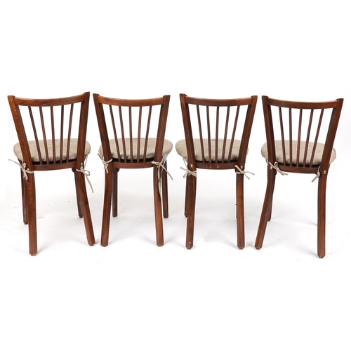 1146 - Contemporary rectangular bistro or dining table with four mahogany chairs with cushioned seats, the ... 