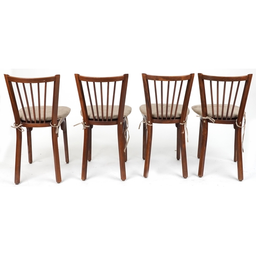 1109 - Contemporary rectangular bistro or dining table with four mahogany chairs with cushioned seats, the ... 