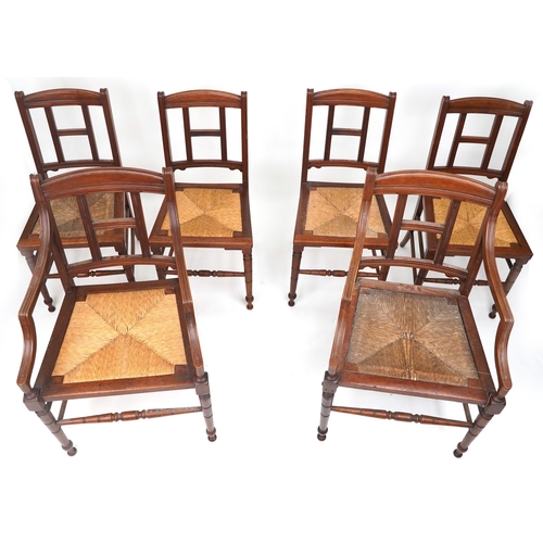 1012 - Blyth & Sons of Chiswell Street London, set of six Victorian aesthetic walnut dining chairs includin... 