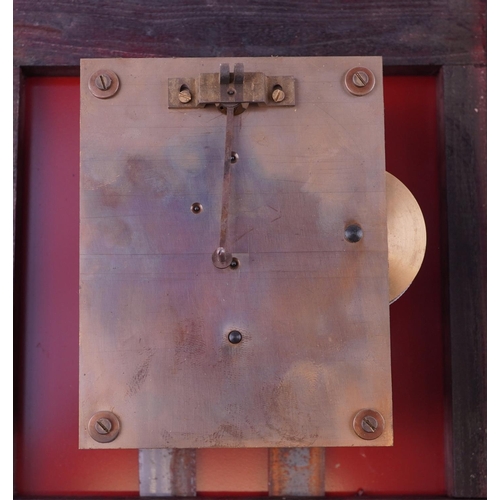 1873 - Military interest RAF style hardwood fusee wall clock with painted dial having Arabic numerals, 37cm... 