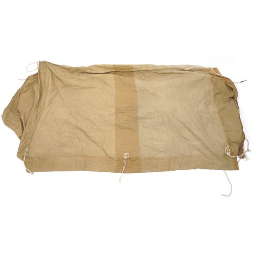 1878 - British military World War II 1944 canvas tent with bag, approximately 240cm in length