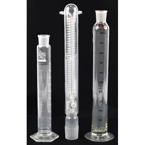 1443 - Two large scientific interest test tubes and one other, the largest 52.5cm high