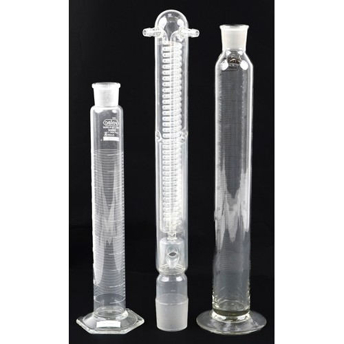 1443 - Two large scientific interest test tubes and one other, the largest 52.5cm high