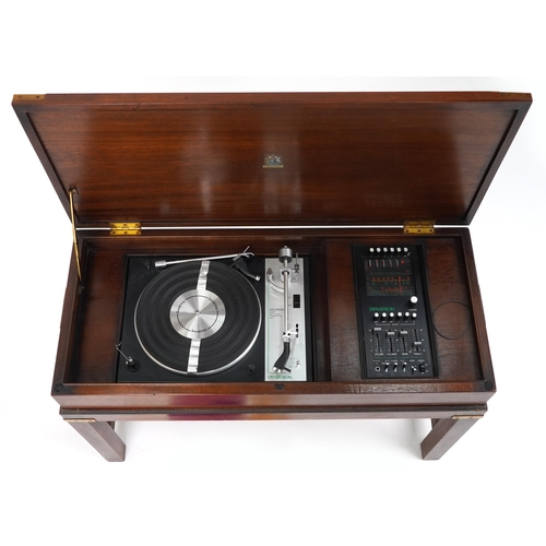 1141 - Vintage Dynatron Goldring G101 turntable with control panel housed in a military interest campaign s... 