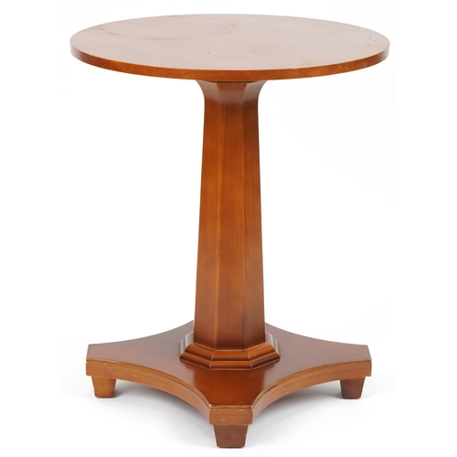 1176A - William L Maclean, Art Deco style hardwood centre table with circular top and octagonal tapering col... 