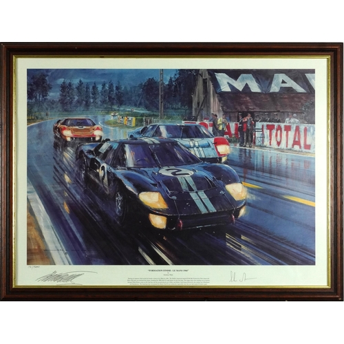 1700 - Nicholas Watts - Formation Finish-Le Mans 1966, automobilia interest print in colour, signed by the ... 