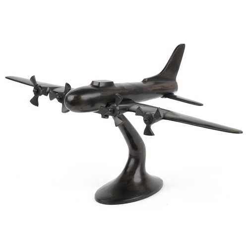 1872 - Patinated bronzed study of a military aeroplane, 23cm high x 56cm wide