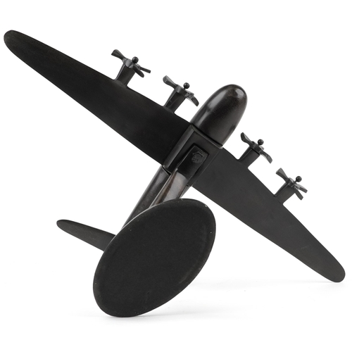 1872 - Patinated bronzed study of a military aeroplane, 23cm high x 56cm wide