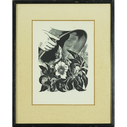 503 - John Nash - Flowers and faces, wood engraving inscribed The Golden Cockerel Press Prospectus 1935 ve... 