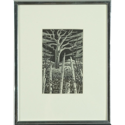 135 - Monica Poole - Winter, wood engraving inscribed Florian Press 1983 verso, mounted, framed and glazed... 