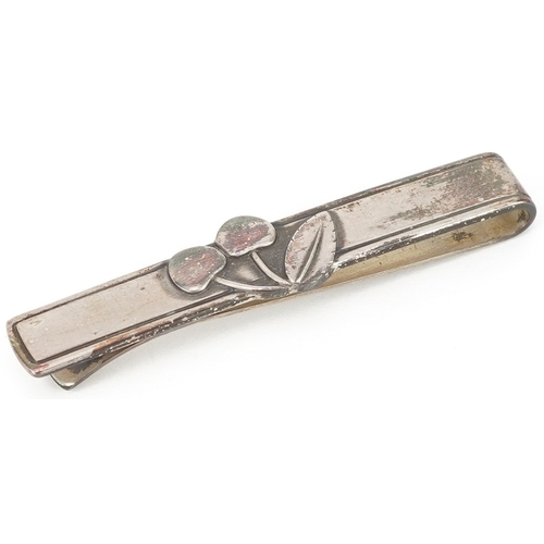 2271 - Georg Jensen, Mid century Danish 925S silver tie clip relief decorated with stylised flowers, housed... 