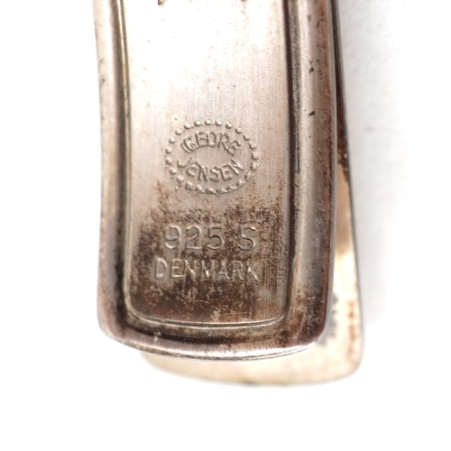 2271 - Georg Jensen, Mid century Danish 925S silver tie clip relief decorated with stylised flowers, housed... 