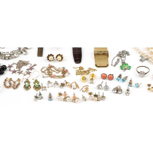 2819 - Antique and later costume jewellery, wristwatches and objects, some silver, including George V token... 