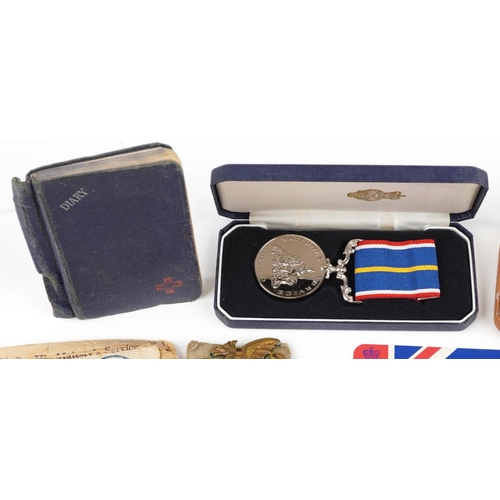 1815 - British militaria including Suez Canal medal, National Service medal, various boxes inscribed PTE B ... 