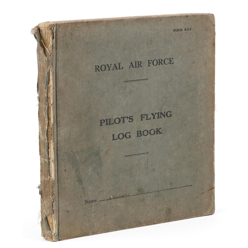 1852 - British military World War II Royal Air Force pilot's flying log book previously belonging to Leadin... 