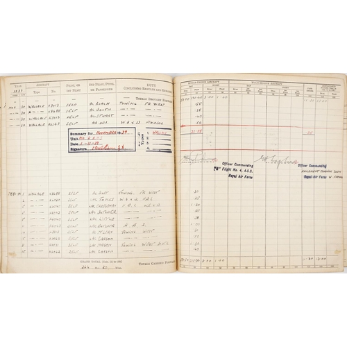 1852 - British military World War II Royal Air Force pilot's flying log book previously belonging to Leadin... 