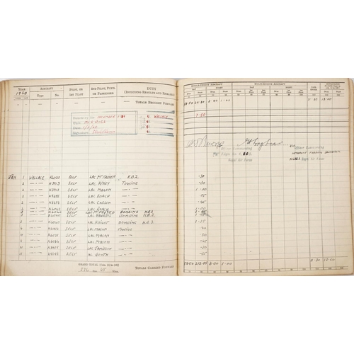 1852 - British military World War II Royal Air Force pilot's flying log book previously belonging to Leadin... 