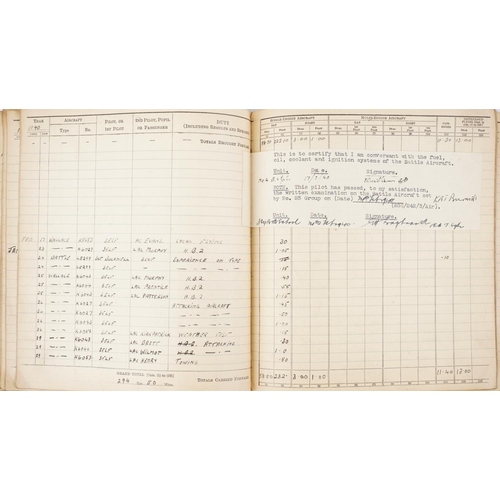 1852 - British military World War II Royal Air Force pilot's flying log book previously belonging to Leadin... 