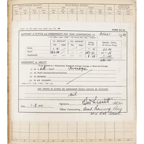 1852 - British military World War II Royal Air Force pilot's flying log book previously belonging to Leadin... 