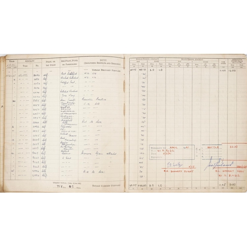 1852 - British military World War II Royal Air Force pilot's flying log book previously belonging to Leadin... 