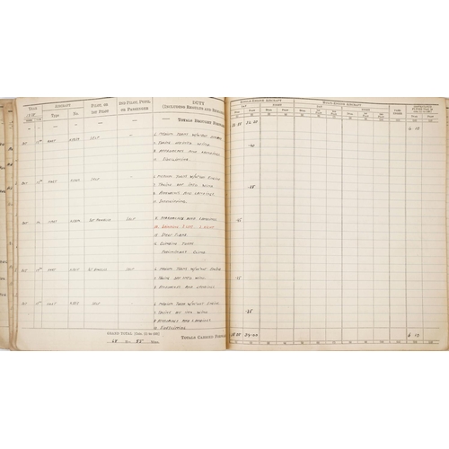 1852 - British military World War II Royal Air Force pilot's flying log book previously belonging to Leadin... 