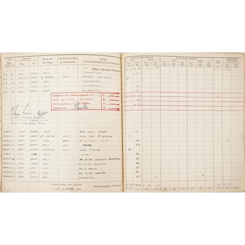 1852 - British military World War II Royal Air Force pilot's flying log book previously belonging to Leadin... 