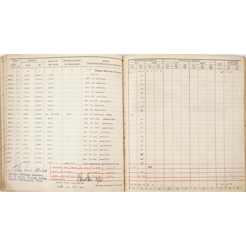 1852 - British military World War II Royal Air Force pilot's flying log book previously belonging to Leadin... 