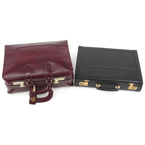 1655 - Two vintage leather briefcases including a breweriana interest custom Carlsberg Export burgundy exam... 