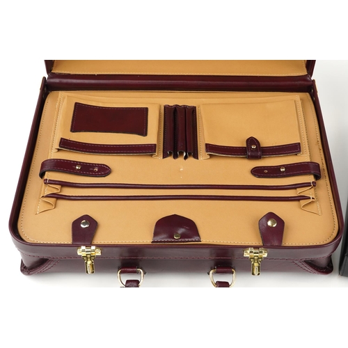 1655 - Two vintage leather briefcases including a breweriana interest custom Carlsberg Export burgundy exam... 