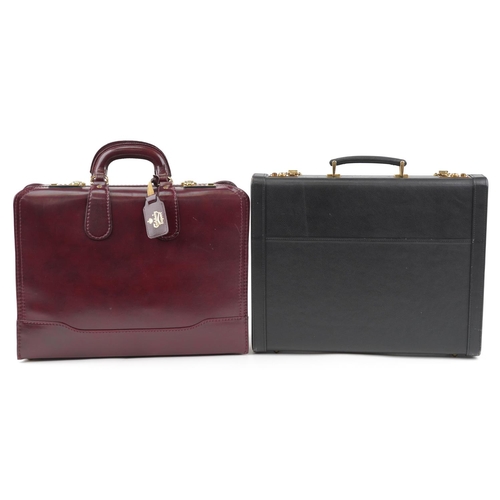 1655 - Two vintage leather briefcases including a breweriana interest custom Carlsberg Export burgundy exam... 