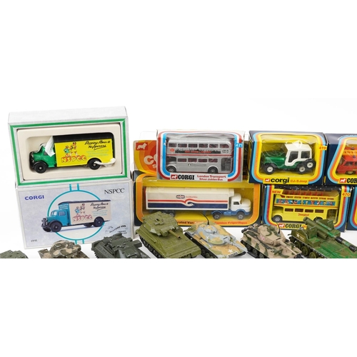 1626A - Vintage and later diecast vehicles, some with boxes including Corgi advertising and Dinky army vehic... 