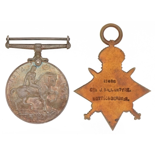 1806 - British military World War I pair with spelling error comprising 1914-18 War medal awarded to 17496S... 