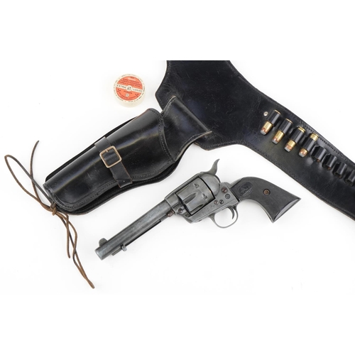 1918 - Decorative TRC model of a 1970 Colt single action army revolver with leather holster and belt