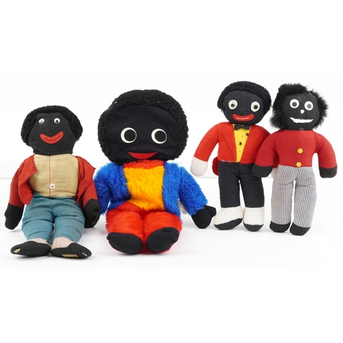 1613 - Four vintage golly soft toys including Merrythought and Diane Jones, the largest 48cm high