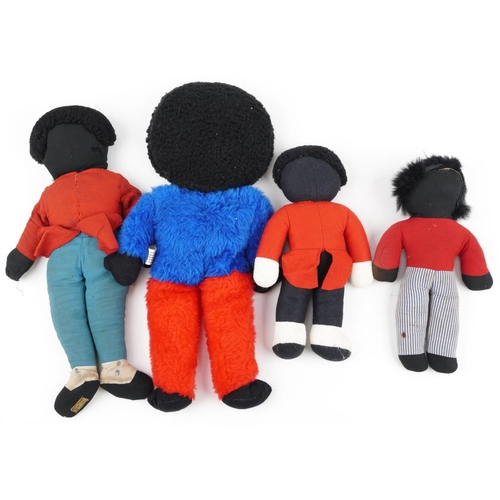 1613 - Four vintage golly soft toys including Merrythought and Diane Jones, the largest 48cm high