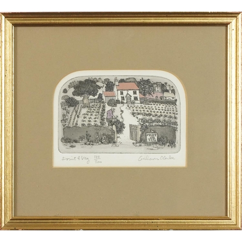 481 - Graham Clarke - Washday and Fruit & Veg, pair of pencil signed etchings in colour, each limited edit... 