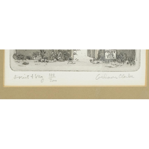 481 - Graham Clarke - Washday and Fruit & Veg, pair of pencil signed etchings in colour, each limited edit... 